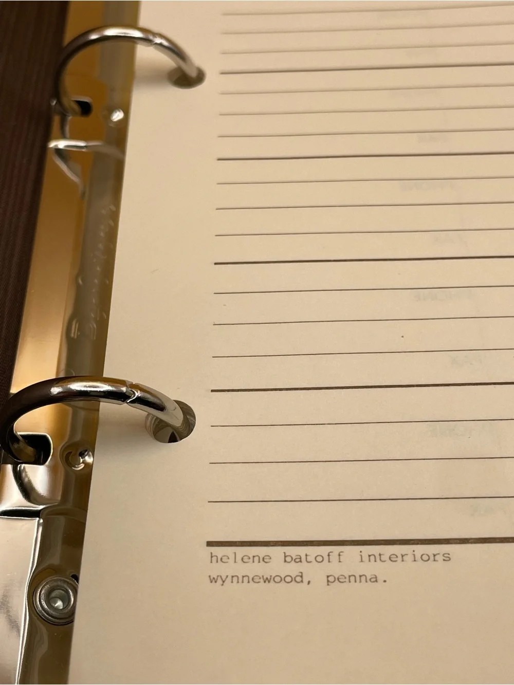 Helene Batoff Interiors 3-Ring Address Binder Blue Leather Jr. Size NEW VINTAGE
